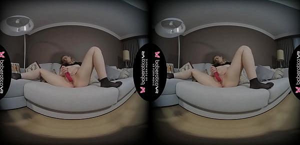  Solo blonde gal, Anastasia is masturbating again, in VR